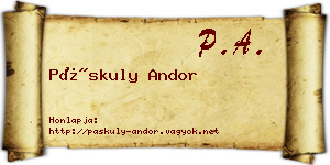 Páskuly Andor névjegykártya